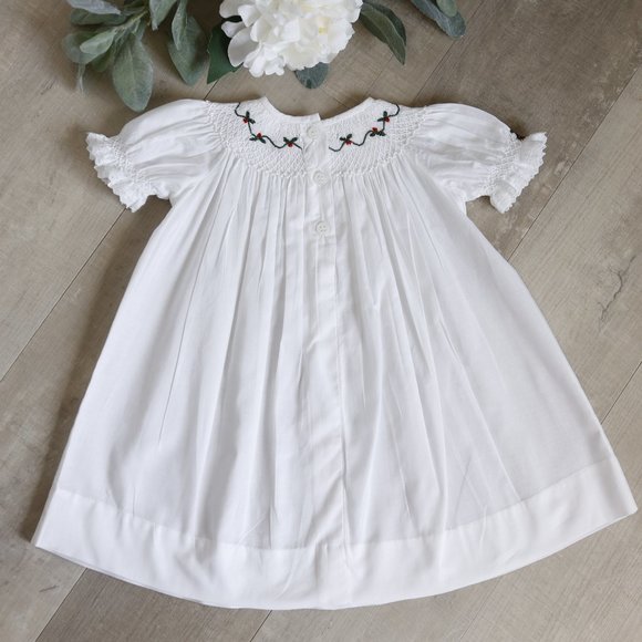 RARE Strasburg Dress White Smocked Bishop Wreath Pearls Special Occasion NWT - Picture 4 of 4